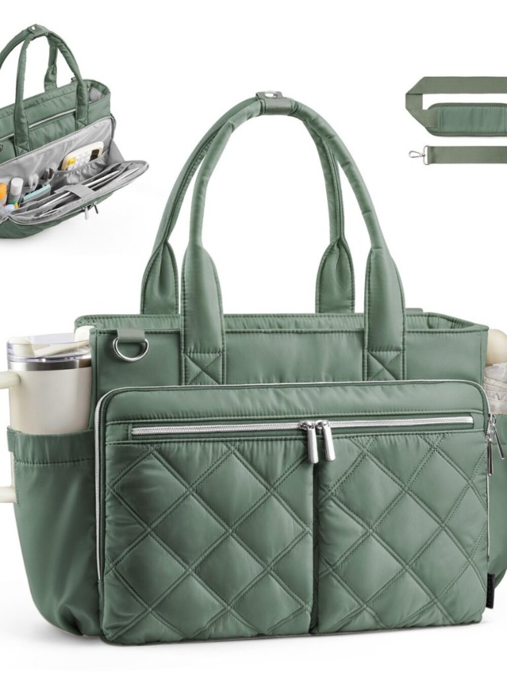 Teacher Tote Bag for Women Quilted Laptop Work Handbag for Travel
